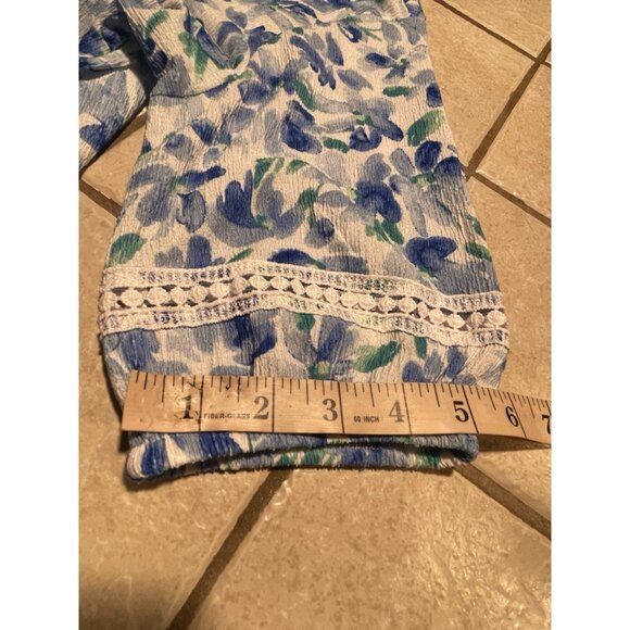 Berkley Jensen Womens Floral V-Neck Pullover Button-Down Blouse W Lace Trim Med - Picture 15 of 16